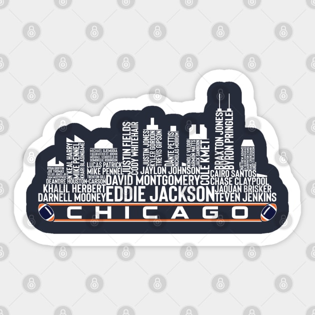 Chicago Football Team 23 Player Roster, Chicago City Skyline Sticker by Legend Skyline